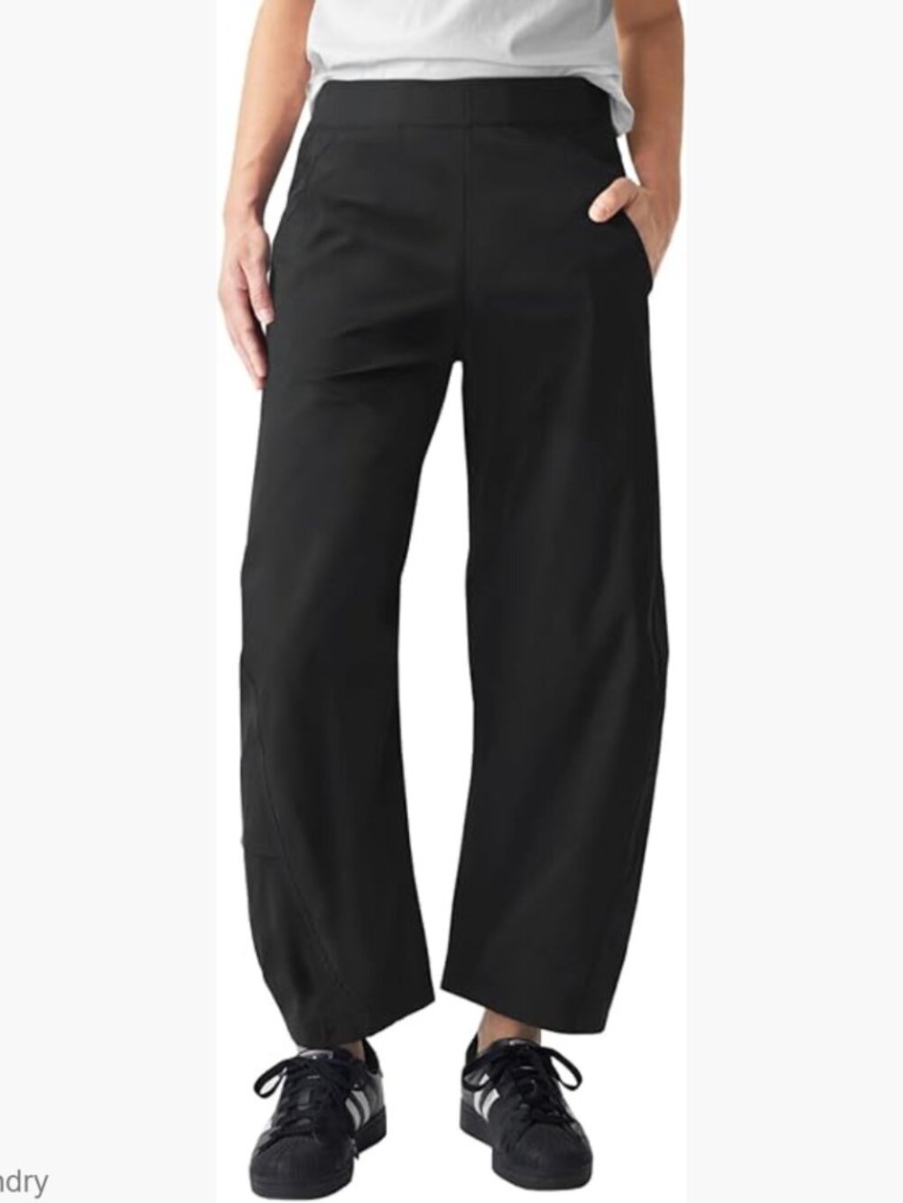 Elastic Waist Ankle Pants Barrel Leg Travel Pants with Pockets